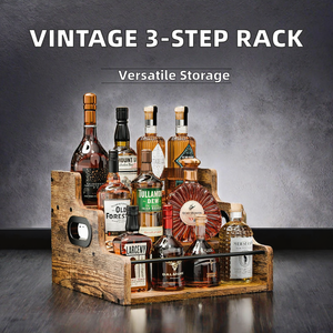 Echo 3-stufiges Dreischicht-<span class=keywords><strong>Display</strong></span>-Regal aus Holz für Wein, Kaffee und Sirup, Mini-Bar-Aufbewahrungshalter für Whisky und Spirituosen - Product Image 2