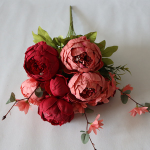 13 Branches de pivoines artificielles vintage européennes, bouquets de pivoines pour mariage, pivoines simulées - Product Image 4
