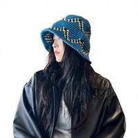 Bonnet tricoté 100 % coton à grandes visières, style streetwear célébrité, couvrant le visage, épais et chaud, couleur contrastante