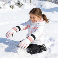 Gants de ski d'hiver pour enfants, imperméables, à écran tactile, en polyester, à doigts entiers, chauds, confortables, avec sangle de poignet réglable pour les sports de plein air