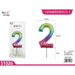 สีรุ้งเคลือบด้วยไฟฟ้าจำนวน2เรียวเทียนเค้กวันเกิดสำหรับงานเลี้ยงปีใหม่ของตกแต่งกล่องไร้ควันสำหรับบาร์ - Product Image 1