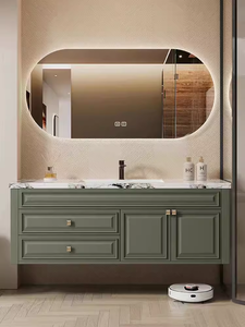 Slate integrated basin bathroom cabinet combination simple <b>light</b> luxury French bathroom cabinet combination - Product Image 3