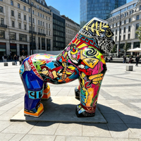 Sculpture de gorille géométrique personnalisée, statue d'art créatif graffiti, grande statue d'animal en fibre de verre et résine, décoration d'intérieur, cadeau réaliste