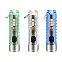 Senter Gantungan Kunci FS-S112 400 Lumens USB C Isi Ulang 395nm UV Lampu Samping Merah Biru Magnetik Mini EDC Torch IP66