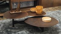 Juego de Mesa de Centro de Diseño Creativo Moderno Italiano, Mesa de Centro de Plástico y Metal con Forma de Hoja de Loto para Sala de Estar
