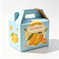 Sun Mango Cadeaubox met handvat, offsetdruk waterdichte anti-kneus Gable Box voor supermarkten, aangepaste logo bulkbestelling