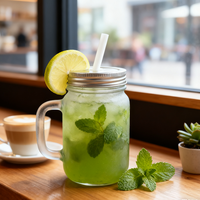 430ml Sublimatie Blank Glazen Mason Jar Mok met Tinplate Deksel en Rietje Matte Afwerking Hitte Transfer Gecoat DIY Groothandel