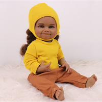 Poupée Bébé Noire de 22 pouces, Poupée Tactile pour Fille, Jouet en Silicone Souple, Poupée Reborn Cosplay Afro-Américaine, Poupées Reborn pour Tout-Petits