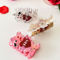 Pince à cheveux en acrylique motif ours mignon et romantique, grande pince à cheveux de haute qualité et durable pour femmes, idéale pour la Saint-Valentin et le quotidien