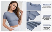 Camiseta Corta de Manga Corta IStapromo Gifts, Ropa de Punto Ajustada, Top Corto Blanco de Verano para Mujer, Camiseta de Manga Corta de Seda de Leche