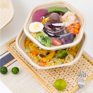 750/1000/1300/1600ml <span class=keywords><strong>salad</strong></span> <span class=keywords><strong>Container</strong></span> hình lục giác sinh thái thân thiện tùy chỉnh dùng một lần mía Bát <span class=keywords><strong>salad</strong></span> với nắp - Product Image 1