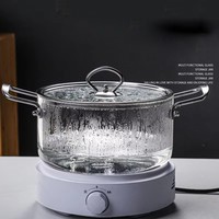 Marmite à soupe et à bouillon en verre borosilicate grande capacité à double anse, compatible cuisinière à gaz, avec poignée en acier inoxydable, style américain