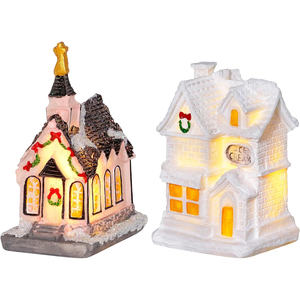 Decoración Navideña 2025, Casas Navideñas Blancas de Resina, Casa Burbuja Navideña con Luz LED, Decoración Navideña - Product Image 1