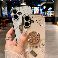 Étui de téléphone à paillettes de porte-anneau de luxe pour iPhone 16 Pro Max 15 Plus 14 13 12 11 XR 7 8 Samsung Z Fold 6 Diamond Mobile Cover