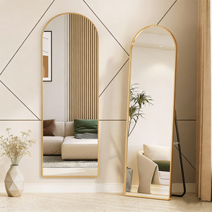 <span class=keywords><strong>Miroir</strong></span> sur pied sur mesure avec cadre métallique cintré, <span class=keywords><strong>miroir</strong></span> mural pleine longueur suspendu sur support - Product Image 4