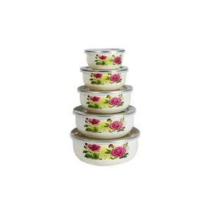 Gute Qualität 5 teile/satz Rose Blume Lebensmittel qualität Salats ch üssel Emaille Salats ch üssel