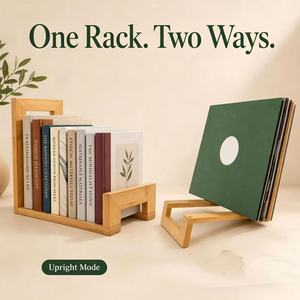 Wooden Vinyl <b>Record</b> Rack Desktop Storage Organizer Simple Modern Bookend For Home Office Use - Product Image 3