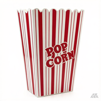 Seau à popcorn et à collations en plastique carré écologique de 2,65 L, qualité alimentaire, avec logo couleur imprimable, emballage recyclable en boîte