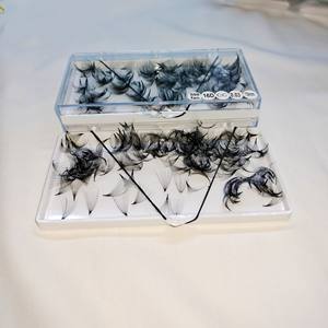 Extensions de cils en gros : Éventails de volume préfabriqués ultra-rapides 16D à tige longue en cheveux synthétiques pour salon de beauté, 500 éventails/boîte - Product Image 3