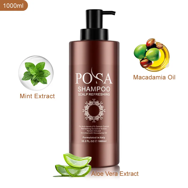 Posa OEM/ODM Organic Scalp Deep-Clean Argan Oil Hair Wash Products Vegan Anti-Itching Shampoo