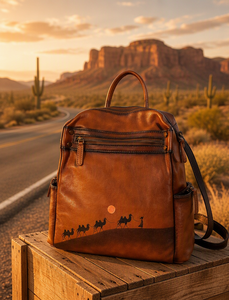 Mochila de Cuero Pintada a Mano Estilo Retro para Tienda de Regalos, Mochila de Viaje de Cuero Vacuno Estilo Boho con Correas de Hombro Ajustables - Product Image 2