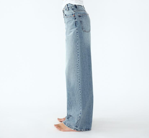 <b>Women</b> High Rise Vintage Denim Wide Leg <b>Jeans</b> Embroidery Rivet <b>Button</b> Elastic Loose Oblique <b>Fly</b> Woven Breathable Baggy - Product Image 5