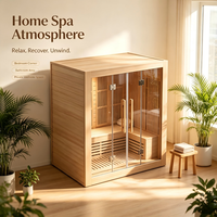 Salle de sauna en bois de pruche de grande capacité, infrarouge lointain et vapeur, pour gymnases, hôtels, bien-être à domicile