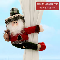 Venta al por mayor de bonitos sujetadores de cortinas de felpa navideños, muñecos de punto de Papá Noel y muñecos de nieve, sujetadores de ventanas, decoración del hogar para interiores, regalos