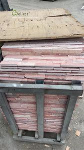 Panneau <span class=keywords><strong>de</strong></span> <span class=keywords><strong>pierre</strong></span> naturelle en quartzite rose, <span class=keywords><strong>pierre</strong></span> fendue, <span class=keywords><strong>pierre</strong></span> empilée pour revêtement mural - Product Image 6