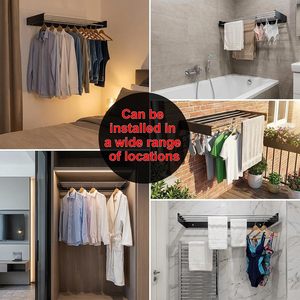 <b>Wall</b> <b>Mounted</b> Foldable Metal <b>Drying</b> <b>Rack</b> Invisible Laundry <b>Rack</b> for <b>Clothes</b> Kitchen Space Applicable - Product Image 5