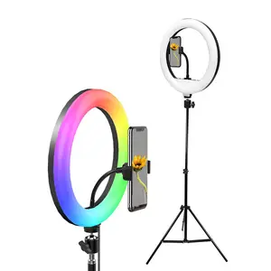 8 10 12 14 18Inch Rgb Dimbare Opvouwbare Fotografie Verlichting Camera Flash Vlogging Kit Aro Led Video Statief Ringlamp