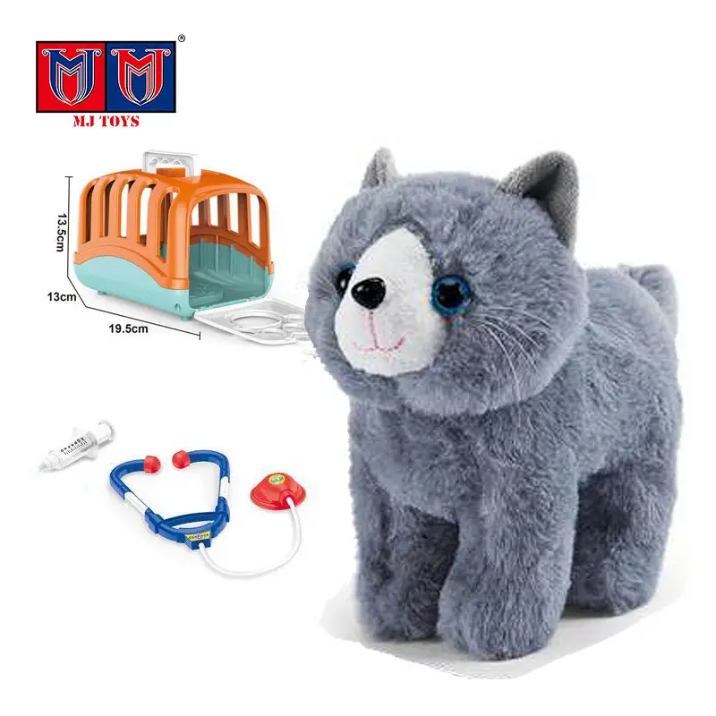 Venda quente Finja Jogar Brinquedos De Pelúcia Macio Eletrônico Pelúcia Cão Pet Toy Plush Pet Cat Caixa De Presente Com Caixa De Armazenamento De Gaiola