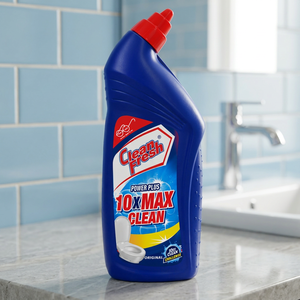 Limpiador de inodoros líquido con fórmula avanzada de protección contra gérmenes para una poderosa eliminación de manchas, fragancia fresca y brillante, líquido azul. - Product Image 1