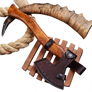 Hacha de Damasco con cabeza de acero forjado con patrón y mango de madera natural para camping, leña, trabajo en el jardín, suministro OEM - Product Image 4