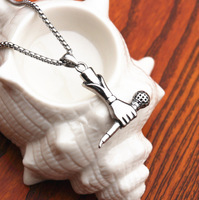 Bijoux de mode unisexe en alliage de zinc hip-hop punk diamant boîte de fiançailles chaîne mini microphone pendentif collier