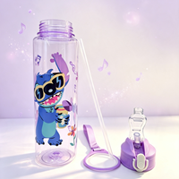 Bouteille d'eau en plastique de 800 ml avec couvercle à paille rabattable, réutilisable, sans BPA, pour enfants, cadeau, école