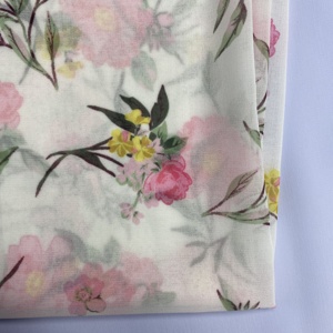 Fuji <span class=keywords><strong>tex</strong></span>-tela de gasa estampada con flores, tejido de poliéster 100% para vestido de mujer - Product Image 6