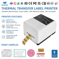 Impresora de Etiquetas de Transferencia Térmica MASUNG de Alta Velocidad, 4 Pulgadas, LB400, USB, Industrial, Ancho Ajustable, Software Gratuito