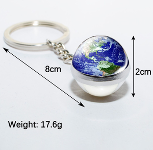 พวงกุญแจรูปพระจันทร์ทรงกลมทำจากโลหะจี้แก้วสองด้านเนบิวล่าเอิร์ธรูปดาว - Product Image 2