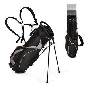 Db 9 Inch Golf Stand Bag Pu <b>Waterproof</b> Staff Bag With Wheel And <b>Shoe</b> Pockets - Product Image 4