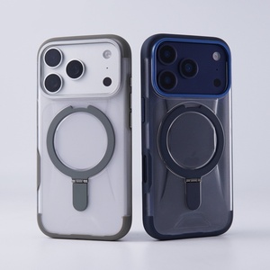 เคสโทรศัพท์มือถือแบบแม่เหล็กเนื้อแมตต์โปร่งแสงสุดหรูสำหรับ iPhone 18 15 16 17 Pro Max พร้อมขาตั้งวงแหวนโลหะ ป้องกันการกระแทก - Product Image 4