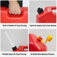 CARFU Bidon d'essence portable 10L, carré, avec trou de verrouillage central, réservoir de secours en PE, montable hors route, anti-fuite