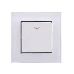 Honyar Home Electrical EU Standard White Tempered Glass Modern Luxury Wall Switch with LED Light
