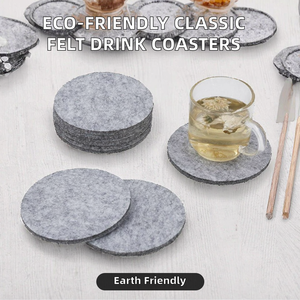 Wholesale Classic Eco-Friendly 5mm Round Nonwoven Felt Kitchen Serving <b>Sets</b> Drink Mats & Pads Coasters - Product Image 2