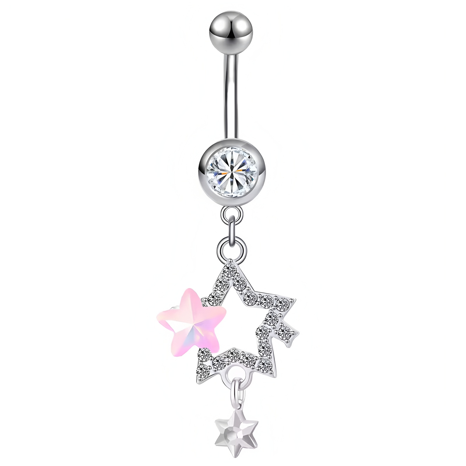 Silver Pink Star Shape