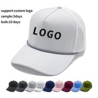 Gorra de golf de 5 paneles en blanco, de poliéster impermeable, perforada con láser, para deportes, correr, béisbol, con logotipo personalizado
