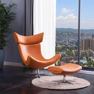 Poltrona <span class=keywords><strong>Imola</strong></span> Singola in Pelle, Sedia Girevole da Salotto con Poggiapiedi, Design Tiger, per Balcone e Relax - Product Image 5