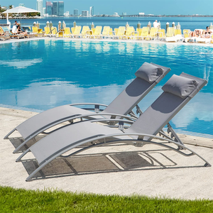Ensemble de 2 chaises longues d'extérieur, chaises inclinables de patio, dossier réglable, coussin amovible, utilisation intérieure/extérieure, plage - Product Image 5