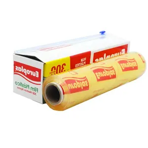 Professional Factory Wholesale PVC Cling Film Transparent Food Film With Cutter Plastic Cling Film Food Wrap