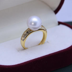 Bague en perle d'eau douce blanche de 10-11 mm pour femme, argent S925, ouverture simple réglable, avec une forte brillance et de légères imperfections - Product Image 2